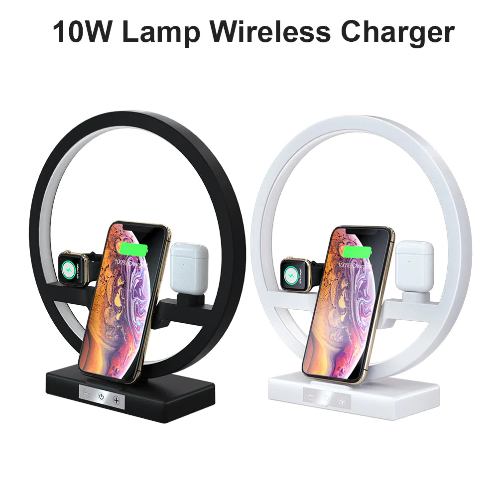 10W Black Wireless Phone Charger Stand W/ Touch Switch for Apple Watch/Headphones