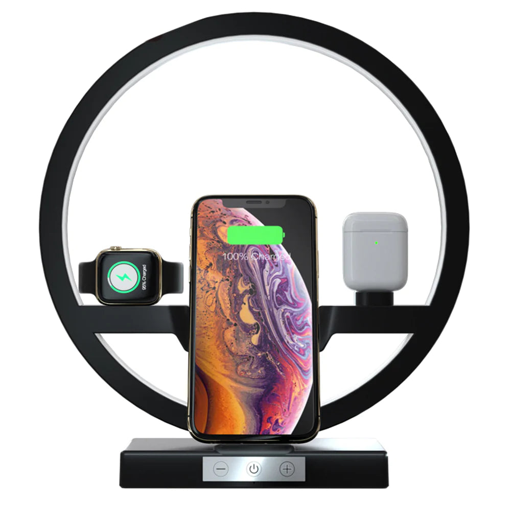 10W Black Wireless Phone Charger Stand W/ Touch Switch for Apple Watch/Headphones